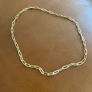 Gold paper clip chain necklace